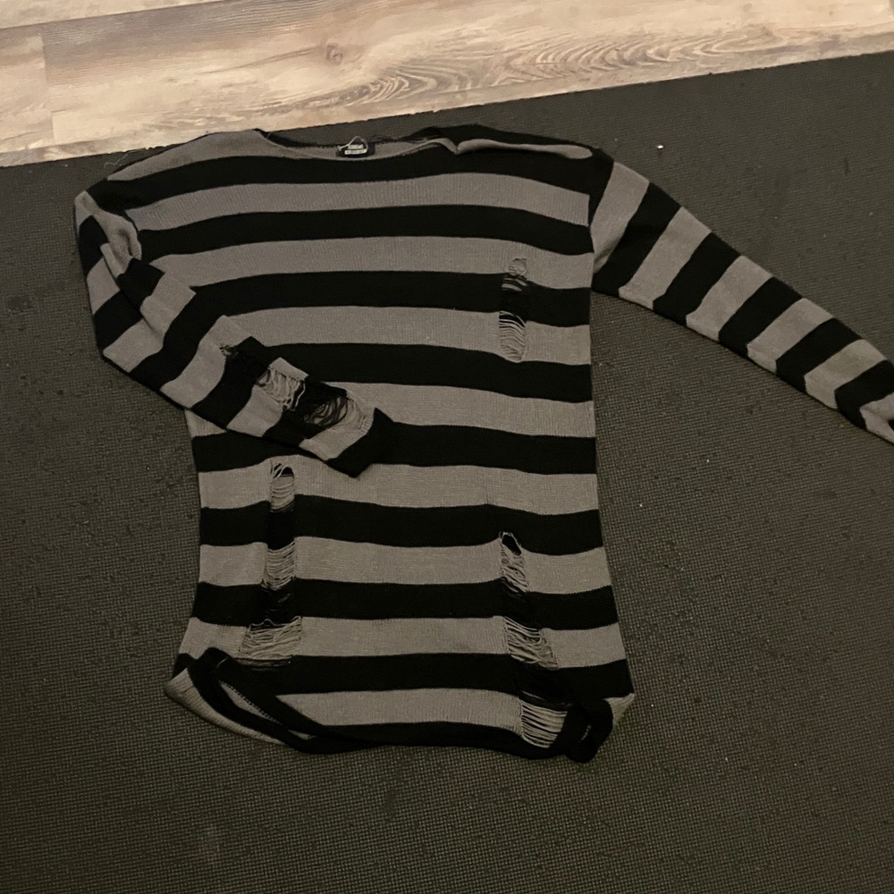 Black and Gray Striped Sweater